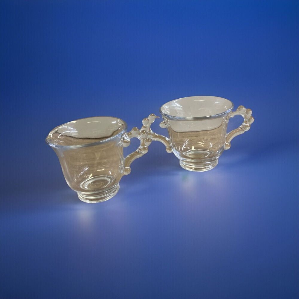 Vintage EAPG Imperial Glass Candlewick Clear SMALL Cream & Sugar‎ Set 1950s